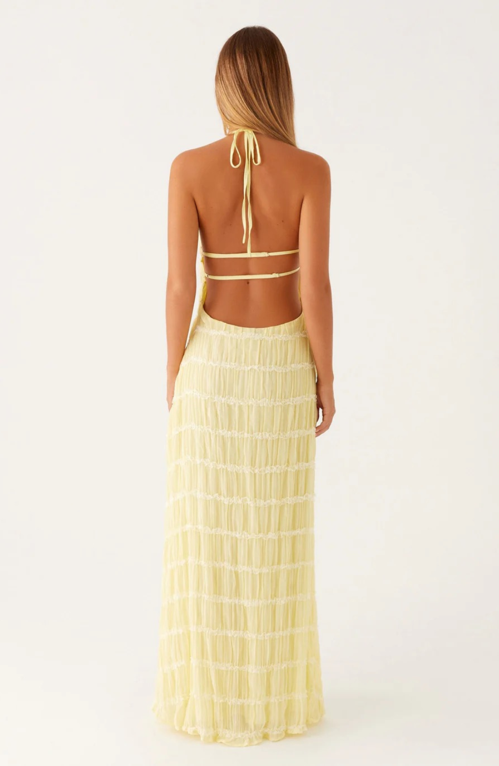 Caroline - Textured Halter Maxi jurk