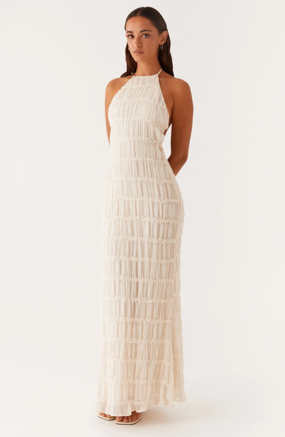 Caroline - Textured Halter Maxi jurk