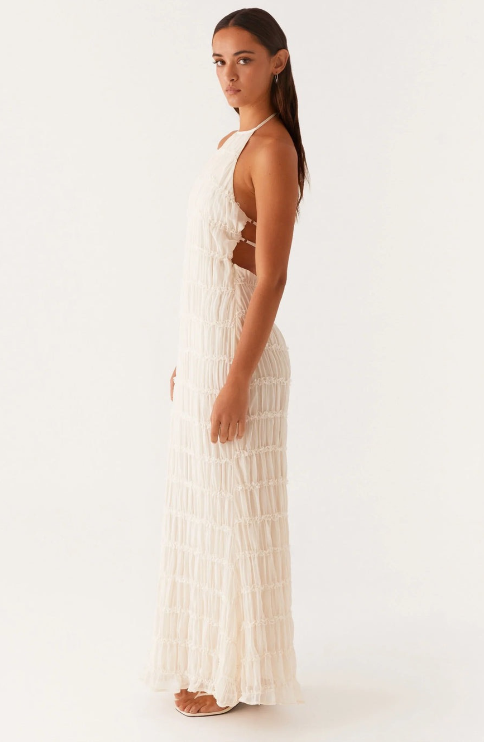 Caroline - Textured Halter Maxi jurk