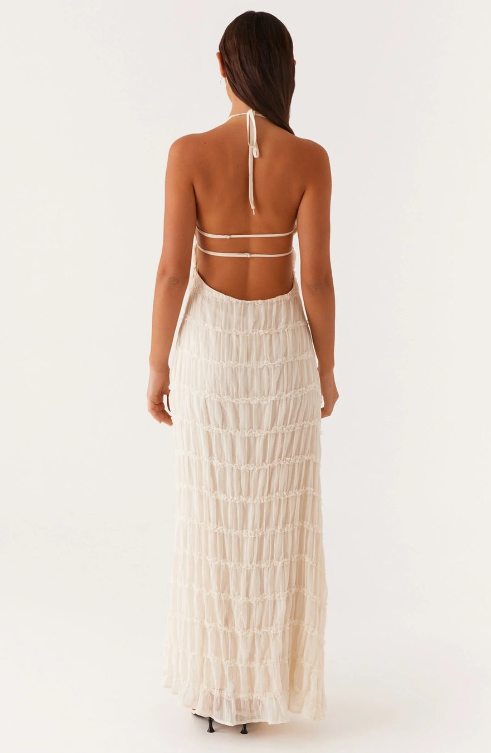 Caroline - Textured Halter Maxi jurk