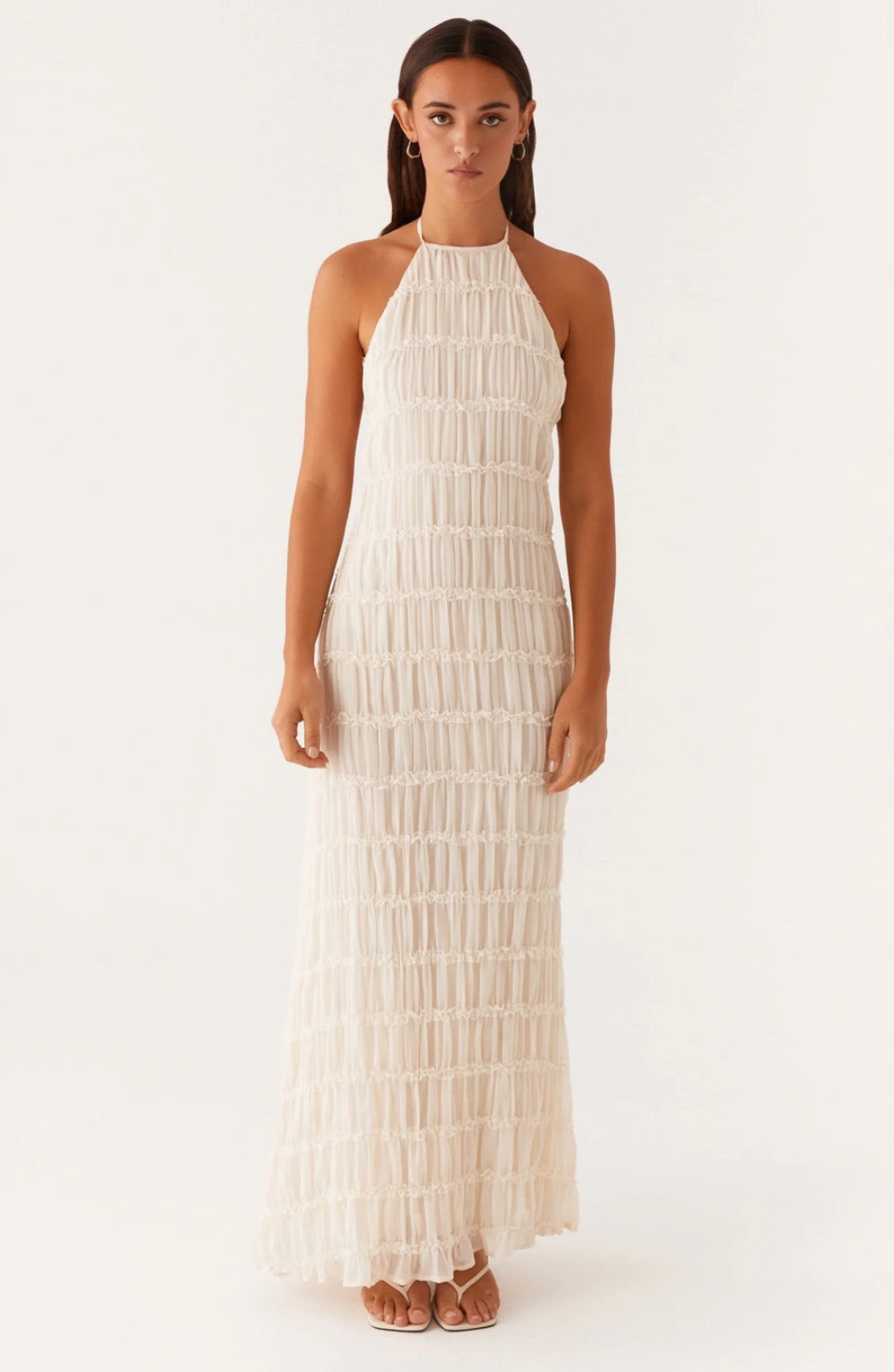 Caroline - Textured Halter Maxi jurk