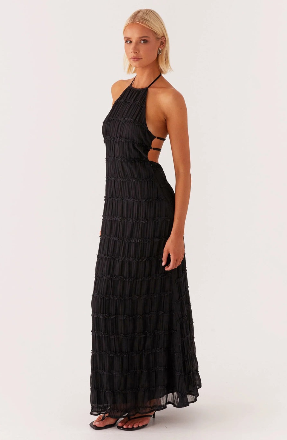 Caroline - Textured Halter Maxi jurk