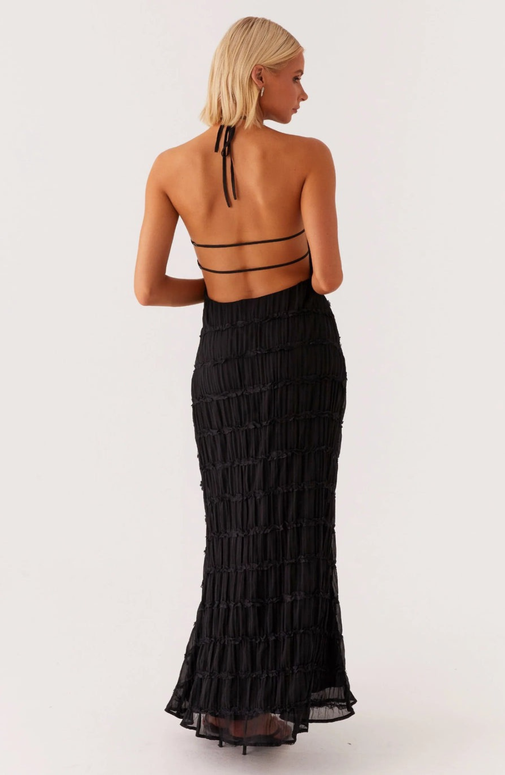 Caroline - Textured Halter Maxi jurk