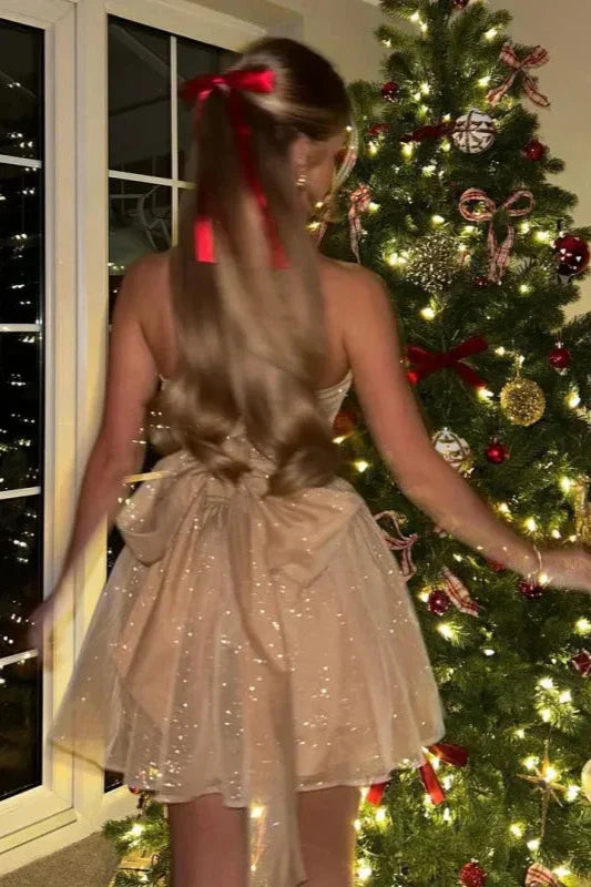 Rox - Zwarte Strapless Glitter Jurk