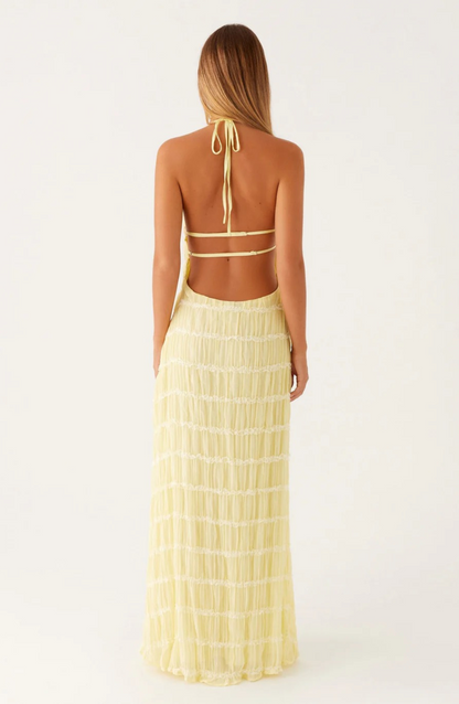 Caroline - Textured Halter Maxi jurk
