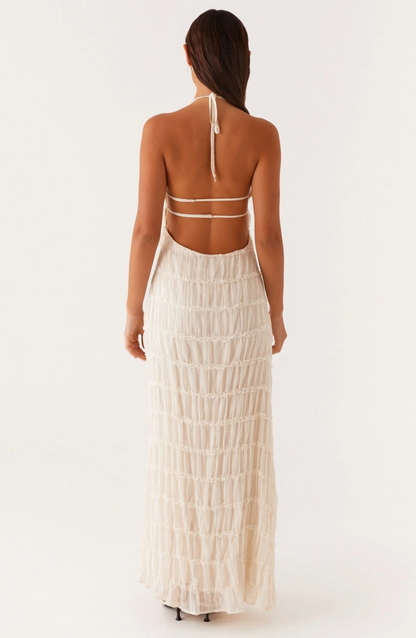 Caroline - Textured Halter Maxi jurk