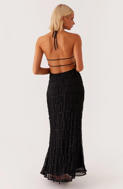 Caroline - Textured Halter Maxi jurk