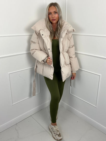 Karly Short Belted Puffer - Jas