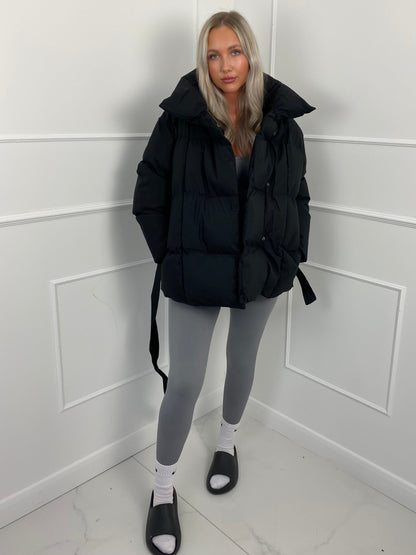 Karly Short Belted Puffer - Jas