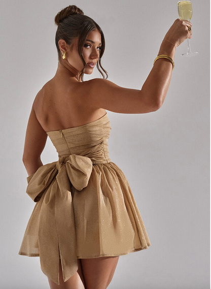 Rox - Zwarte Strapless Glitter Jurk